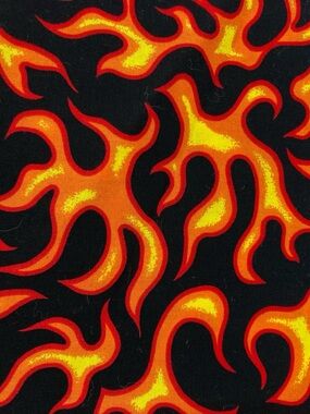 Cranston Orange Yellow Flame Fabric on Solid Black Background 2 yd by 42” Cotton